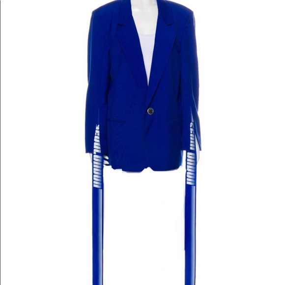 D-Antidote Hanging-Tab Blue Wool-Blend Blazer - Picture 1 of 7